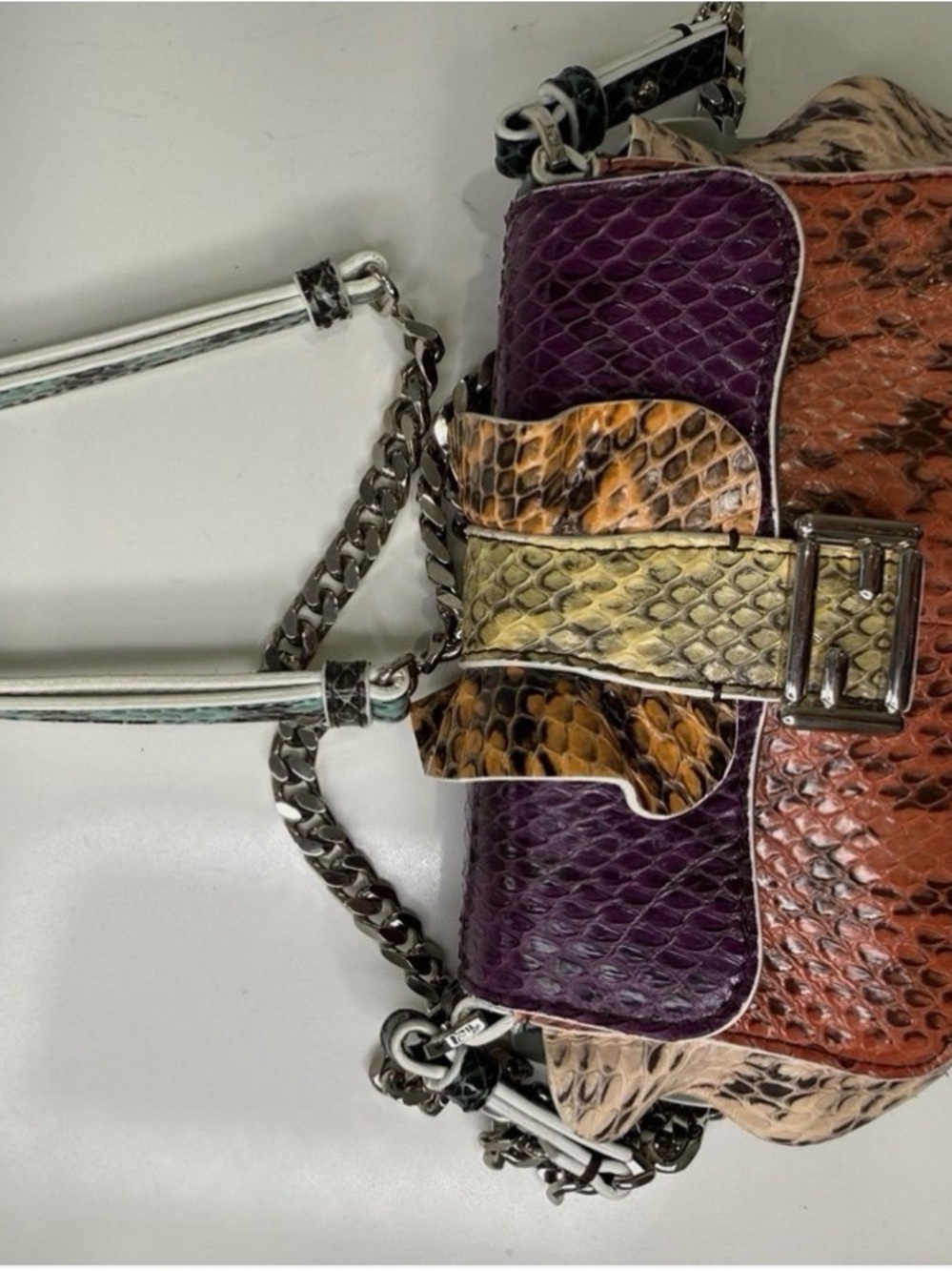 Fendi Microwave Baguette Multicolor Python Crossbody Bag only listing worldwide - Picture 3 of 15
